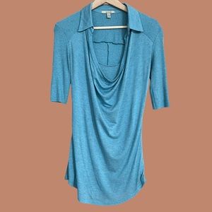 Anthropologie Bordeaux - Soft Blue Brushed Cotton w/Draped Neckline - XS